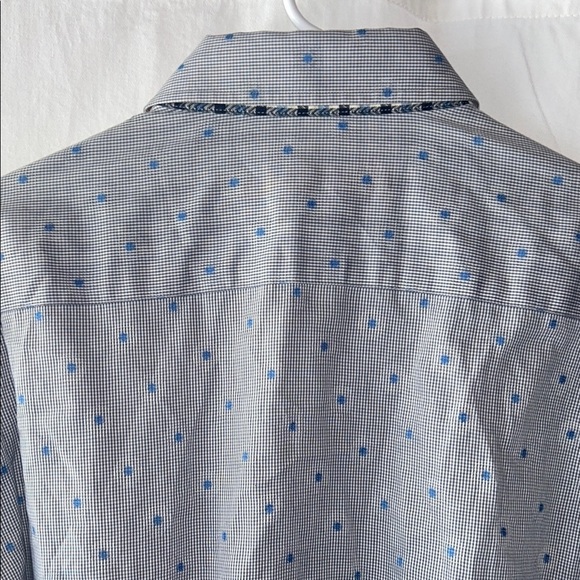 Robert Graham Blue Gray Polka Dot Shirt - Picture 9 of 10